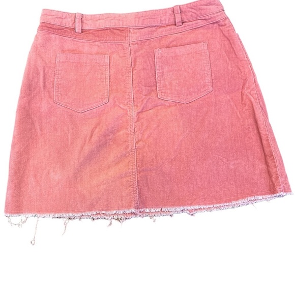 Honey Belle Pink Thin Corduroy Skirt‎ Medium with Fringed Edge Very Good - Picture 2 of 3
